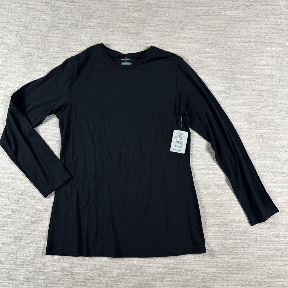 Tommy John Second Skin Tee Pima Modal Crew Neck Shirt Black L NWT Soft Luxury
